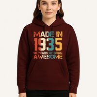 Retro Made In 1935 90 Years Of Being Awesome Birthday Hoodie
