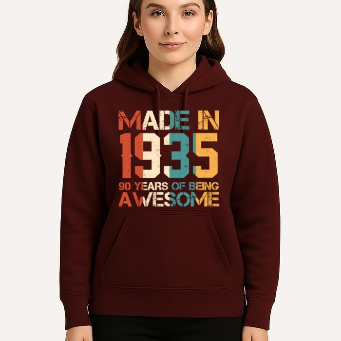 Retro Made In 1935 90 Years Of Being Awesome Birthday Hoodie