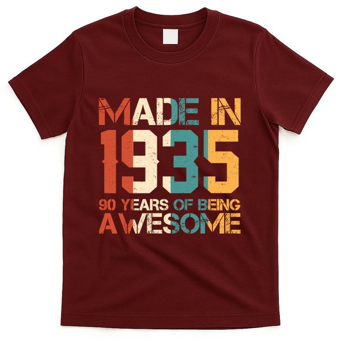 Retro Made In 1935 90 Years Of Being Awesome Birthday T-Shirt
