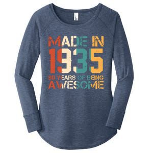 Retro Made In 1935 90 Years Of Being Awesome Birthday Women's Perfect Tri Tunic Long Sleeve Shirt