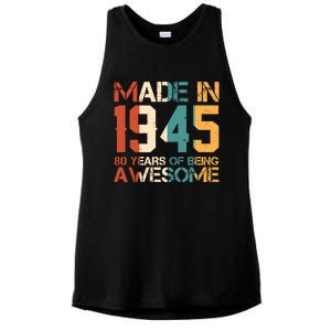 Retro Made In 1945 80 Years Of Being Awesome Birthday Ladies PosiCharge Tri-Blend Wicking Tank