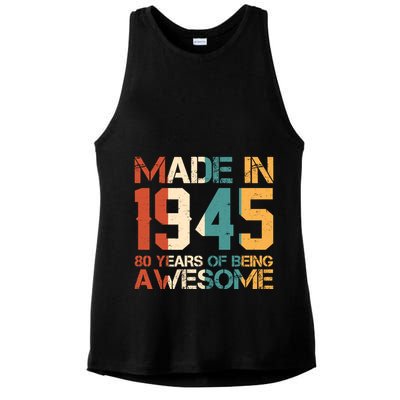 Retro Made In 1945 80 Years Of Being Awesome Birthday Ladies PosiCharge Tri-Blend Wicking Tank