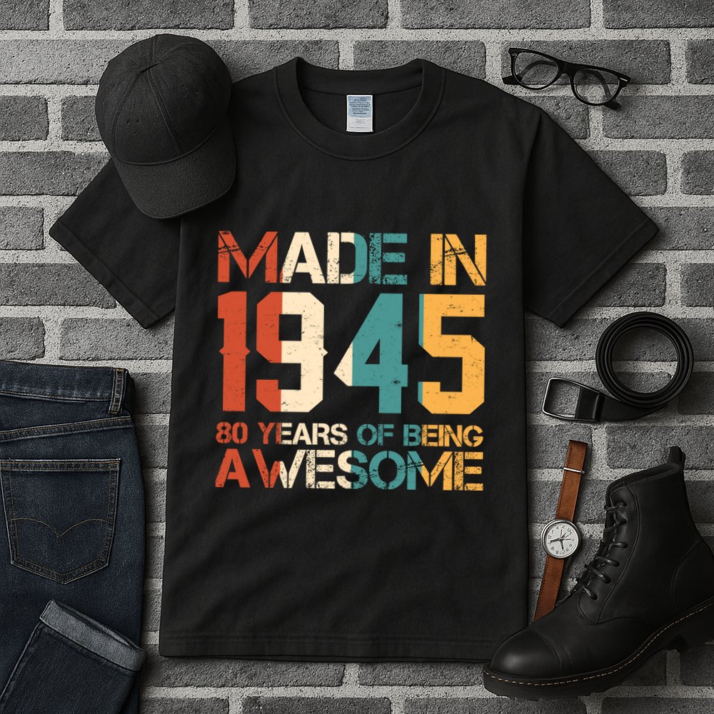 Retro Made In 1945 80 Years Of Being Awesome Birthday Tall T-Shirt