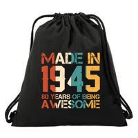 Retro Made In 1945 80 Years Of Being Awesome Birthday Drawstring Bag