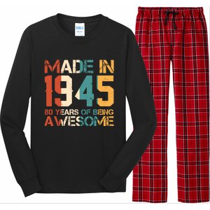 Retro Made In 1945 80 Years Of Being Awesome Birthday Long Sleeve Pajama Set