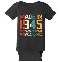 Retro Made In 1945 80 Years Of Being Awesome Birthday Baby Bodysuit
