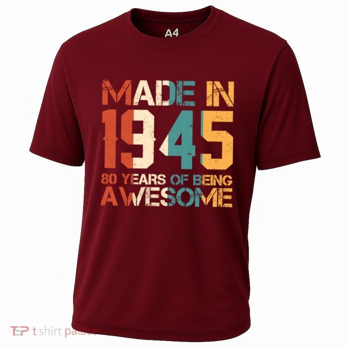 Retro Made In 1945 80 Years Of Being Awesome Birthday Performance Shirt