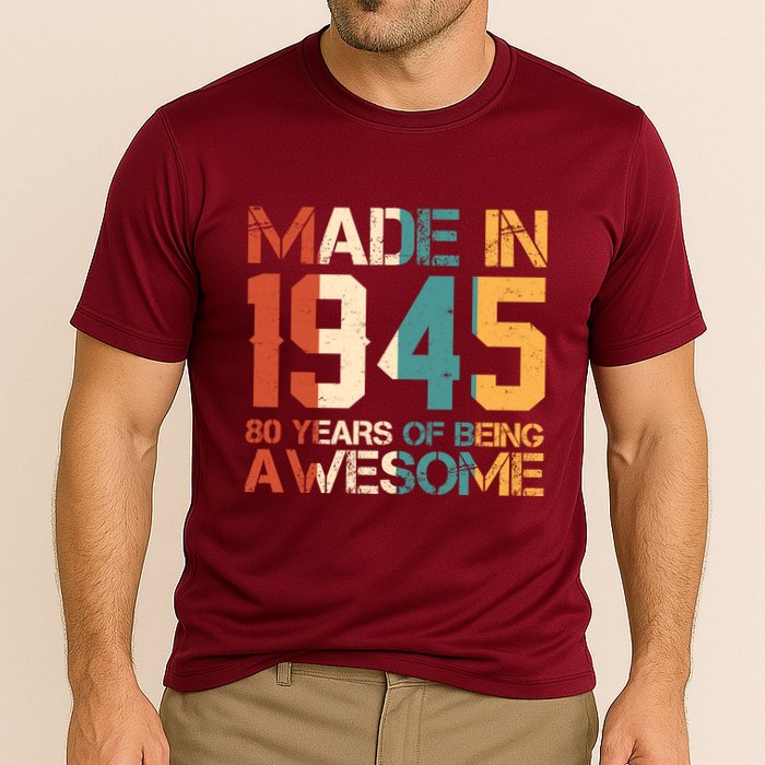 Retro Made In 1945 80 Years Of Being Awesome Birthday Performance Shirt