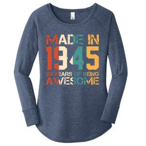 Retro Made In 1945 80 Years Of Being Awesome Birthday Women's Perfect Tri Tunic Long Sleeve Shirt