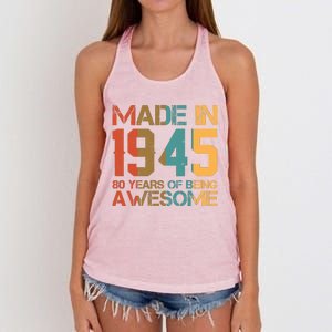 Retro Made In 1945 80 Years Of Being Awesome Birthday Women's Knotted Racerback Tank