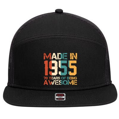Retro Made In 1955 70 Years Of Being Awesome Birthday 7 Panel Mesh Trucker Snapback Hat