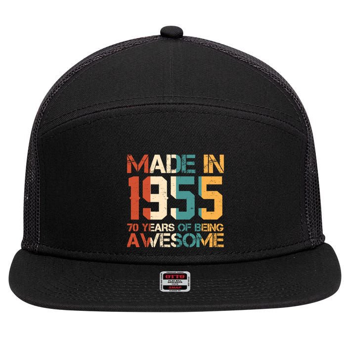 Retro Made In 1955 70 Years Of Being Awesome Birthday 7 Panel Mesh Trucker Snapback Hat