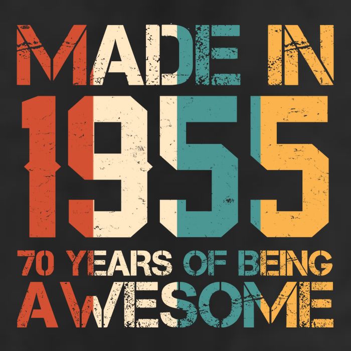 Retro Made In 1955 70 Years Of Being Awesome Birthday 7 Panel Mesh Trucker Snapback Hat