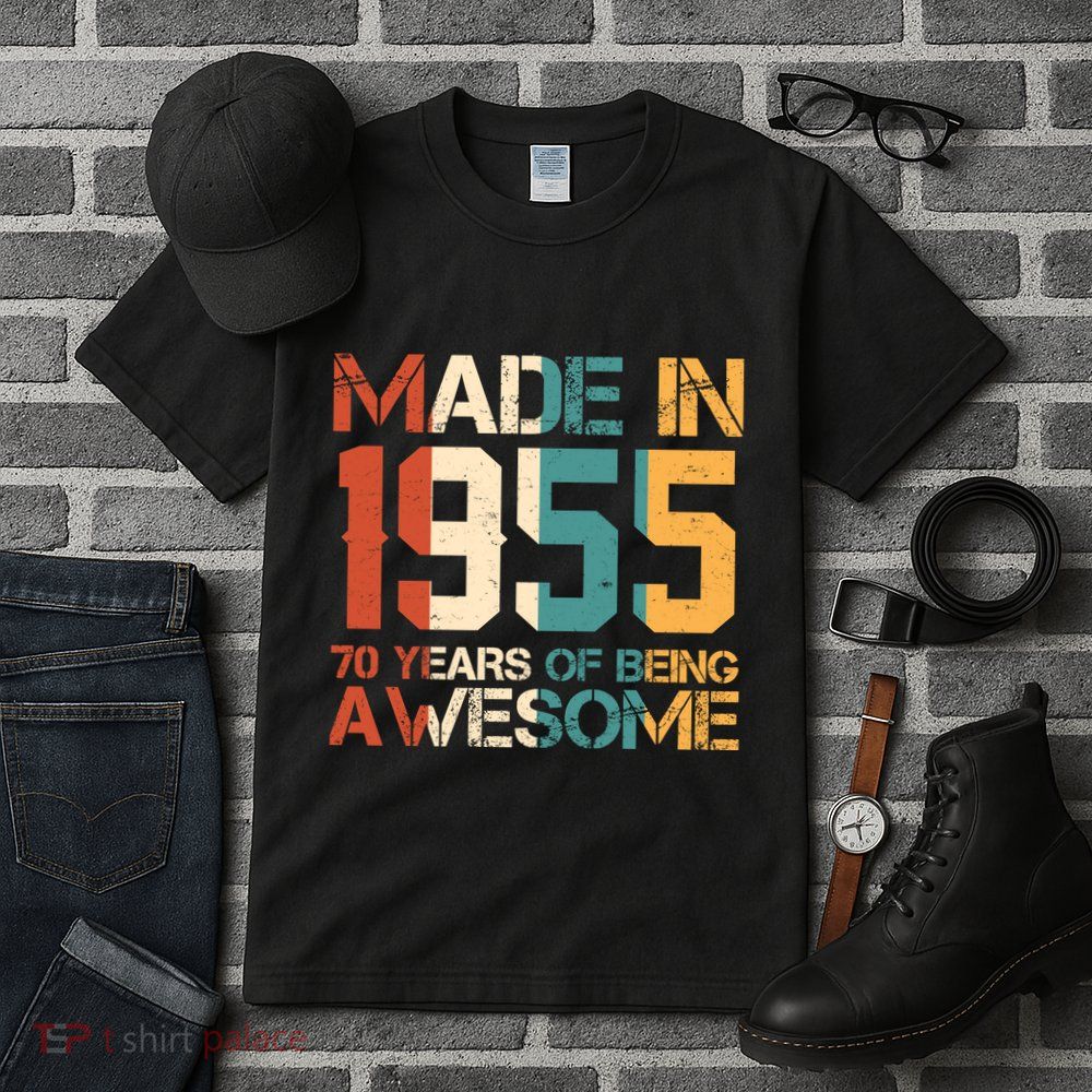 Retro Made In 1955 70 Years Of Being Awesome Birthday Tall T-Shirt