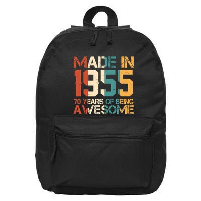 Retro Made In 1955 70 Years Of Being Awesome Birthday 16 in Basic Backpack