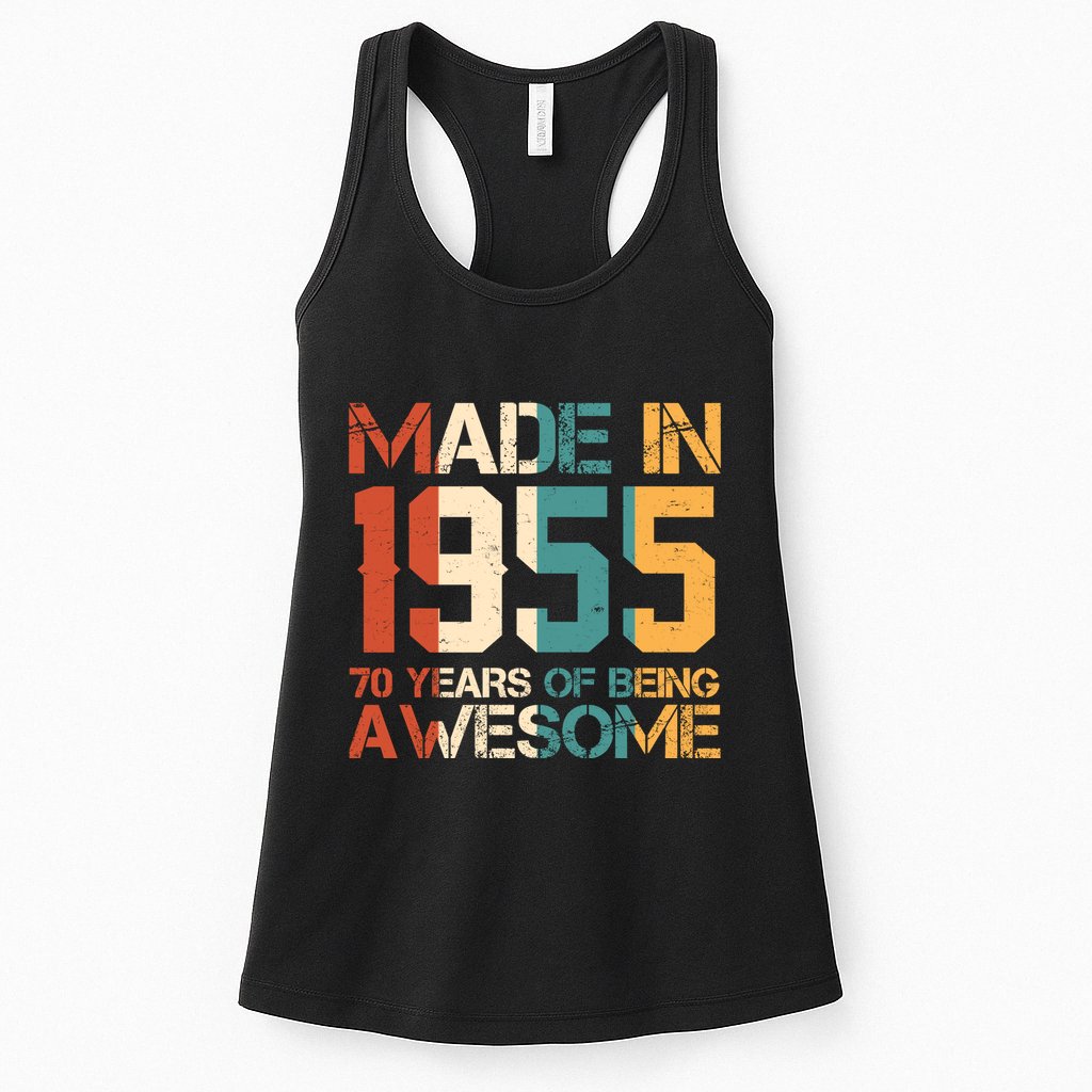 Retro Made In 1955 70 Years Of Being Awesome Birthday Womens Tank Top