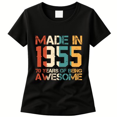 Retro Made In 1955 70 Years Of Being Awesome Birthday Womens T-Shirt