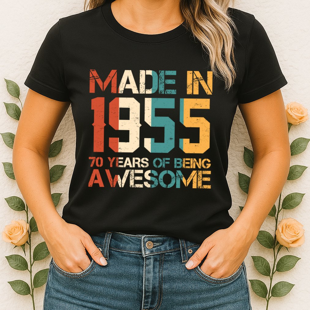 Retro Made In 1955 70 Years Of Being Awesome Birthday Womens T-Shirt