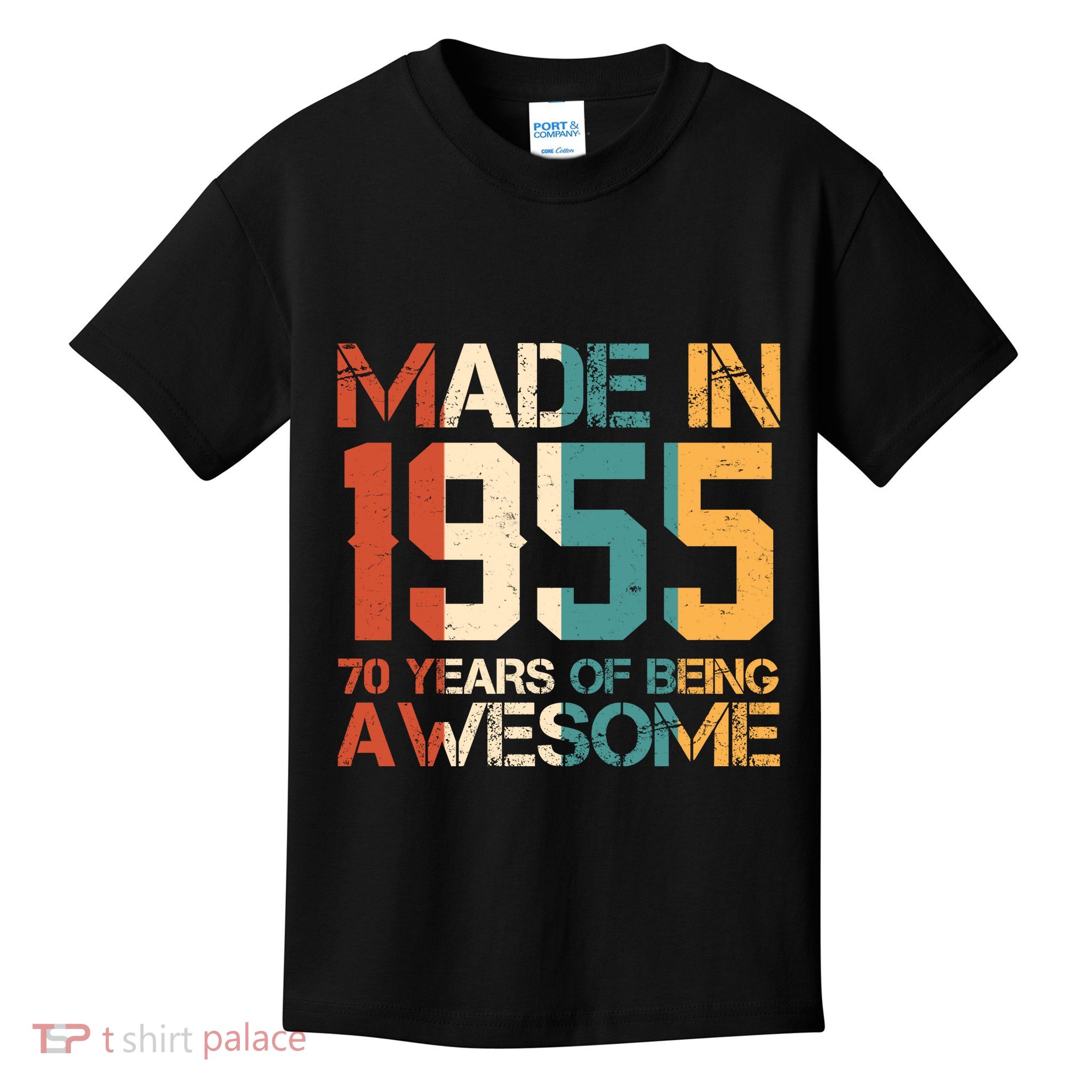 Retro Made In 1955 70 Years Of Being Awesome Birthday Kids T-Shirt