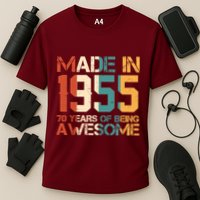 Retro Made In 1955 70 Years Of Being Awesome Birthday Performance Shirt