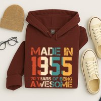 Retro Made In 1955 70 Years Of Being Awesome Birthday Hoodie