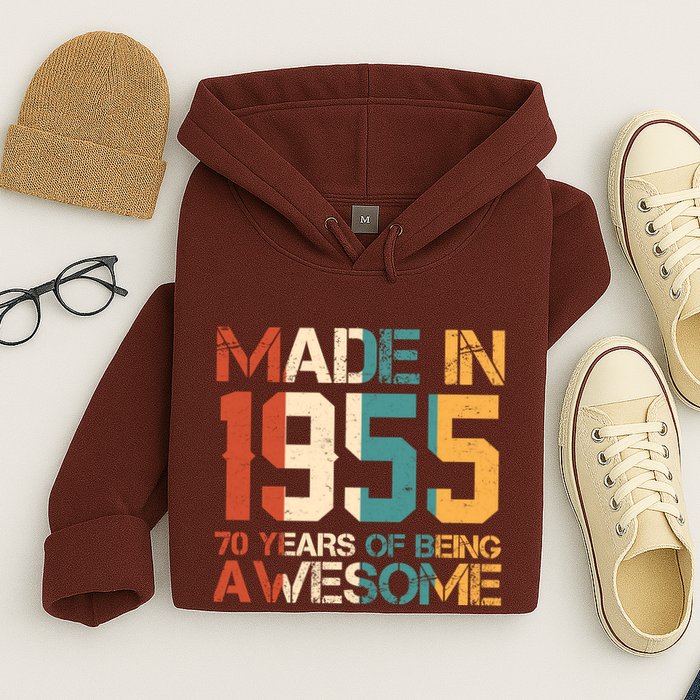 Retro Made In 1955 70 Years Of Being Awesome Birthday Hoodie
