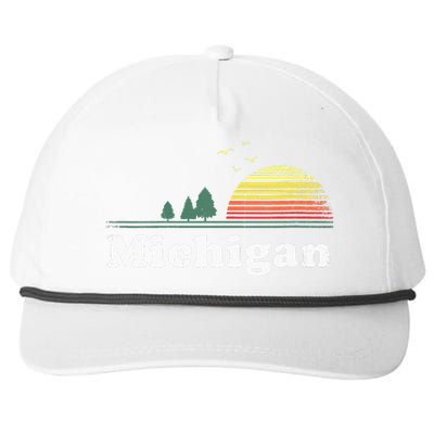 Retro Michigan Image Novelty Home MI State Souvenir Snapback Five-Panel Rope Hat