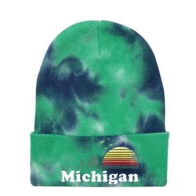 Retro Michigan Image Novelty Home MI State Souvenir Tie Dye 12in Knit Beanie