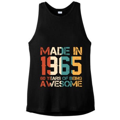Retro Made In 1965 60 Years Of Being Awesome Birthday Ladies PosiCharge Tri-Blend Wicking Tank
