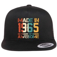 Retro Made In 1965 60 Years Of Being Awesome Birthday Flat Bill Trucker Hat