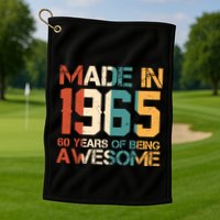 Retro Made In 1965 60 Years Of Being Awesome Birthday Golf Towel