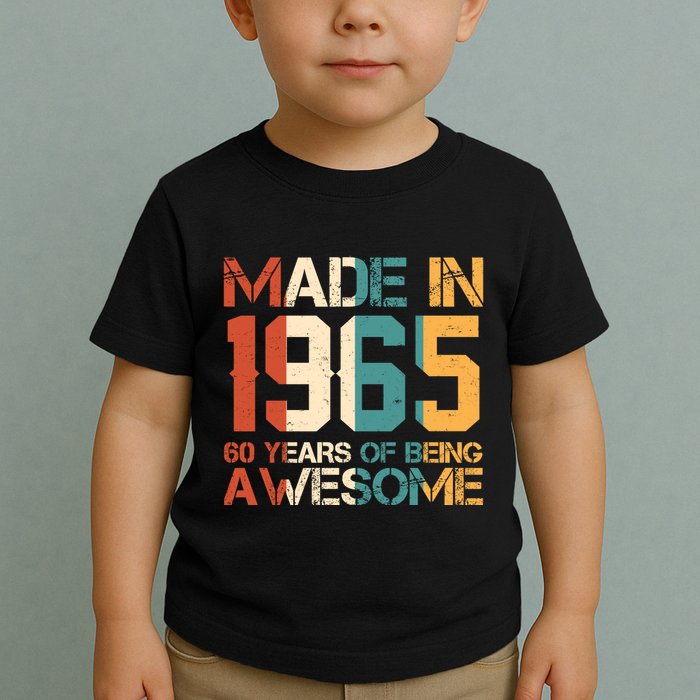 Retro Made In 1965 60 Years Of Being Awesome Birthday Toddler T-Shirt