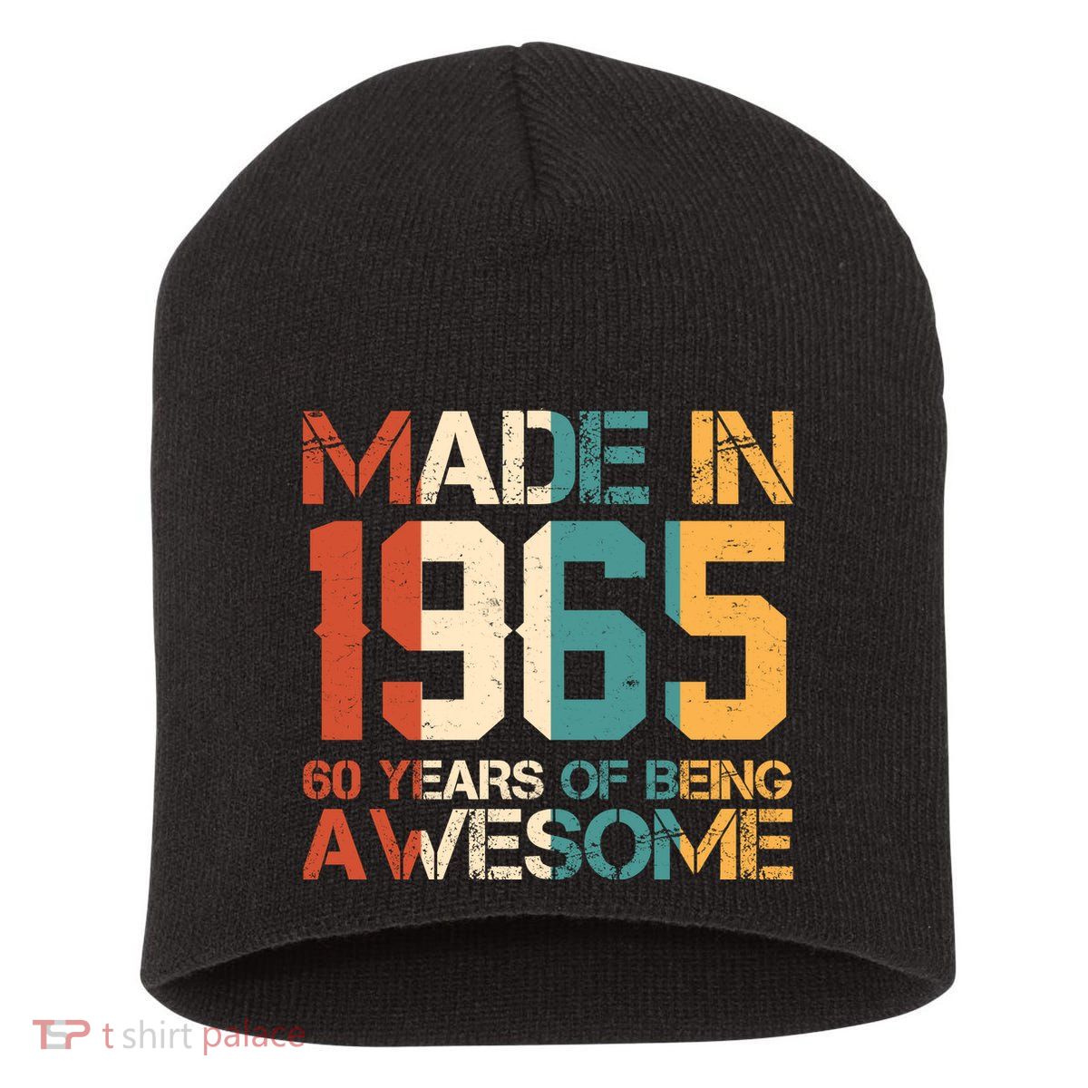 Retro Made In 1965 60 Years Of Being Awesome Birthday Short Acrylic Beanie