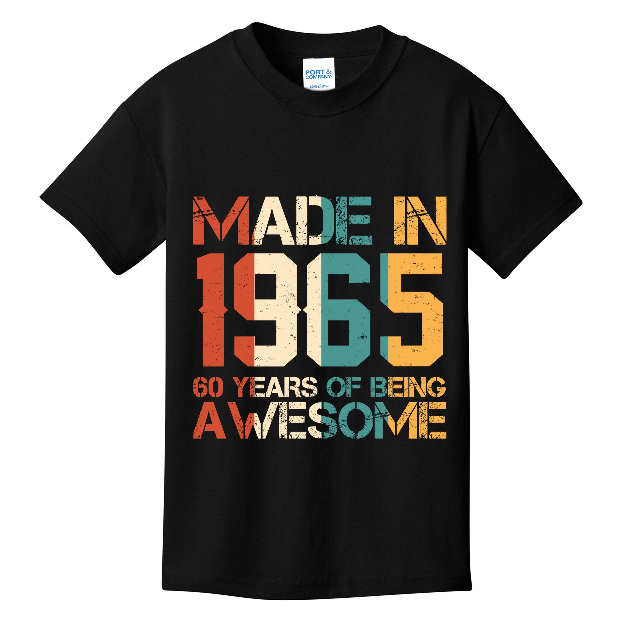 Retro Made In 1965 60 Years Of Being Awesome Birthday Kids T-Shirt