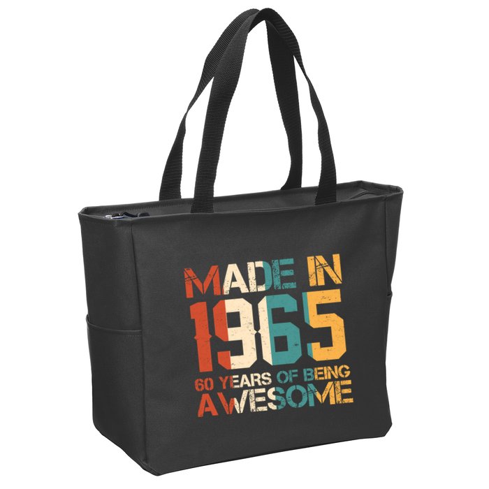 Retro Made In 1965 60 Years Of Being Awesome Birthday Zip Tote Bag