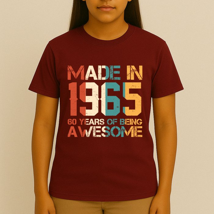 Retro Made In 1965 60 Years Of Being Awesome Birthday T-Shirt