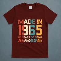 Retro Made In 1965 60 Years Of Being Awesome Birthday T-Shirt
