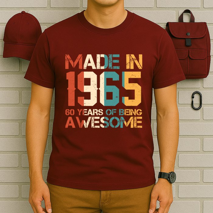 Retro Made In 1965 60 Years Of Being Awesome Birthday T-Shirt