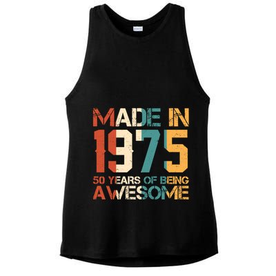 Retro Made In 1975 50 Years Of Being Awesome Birthday Ladies PosiCharge Tri-Blend Wicking Tank