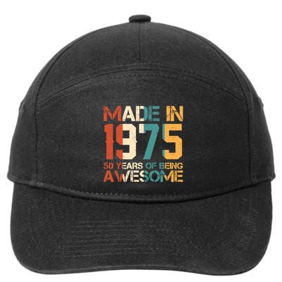 Retro Made In 1975 50 Years Of Being Awesome Birthday 7-Panel Snapback Hat