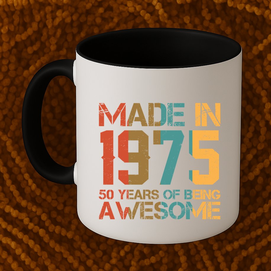Retro Made In 1975 50 Years Of Being Awesome Birthday Mug