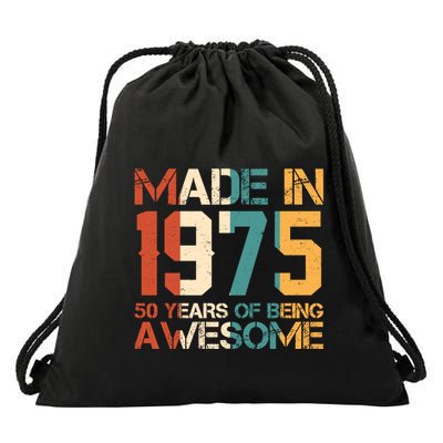 Retro Made In 1975 50 Years Of Being Awesome Birthday Drawstring Bag