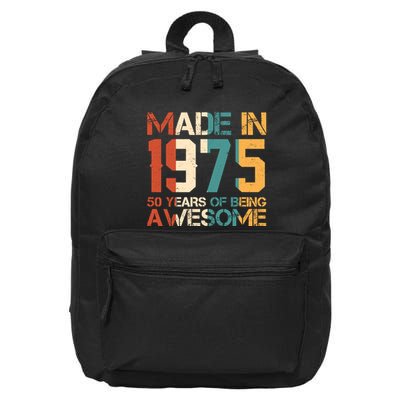 Retro Made In 1975 50 Years Of Being Awesome Birthday 16 in Basic Backpack