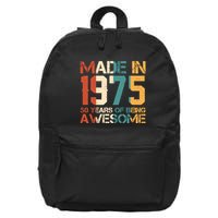 Retro Made In 1975 50 Years Of Being Awesome Birthday 16 in Basic Backpack