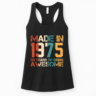 Retro Made In 1975 50 Years Of Being Awesome Birthday Womens Tank Top
