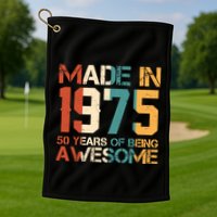 Retro Made In 1975 50 Years Of Being Awesome Birthday Golf Towel