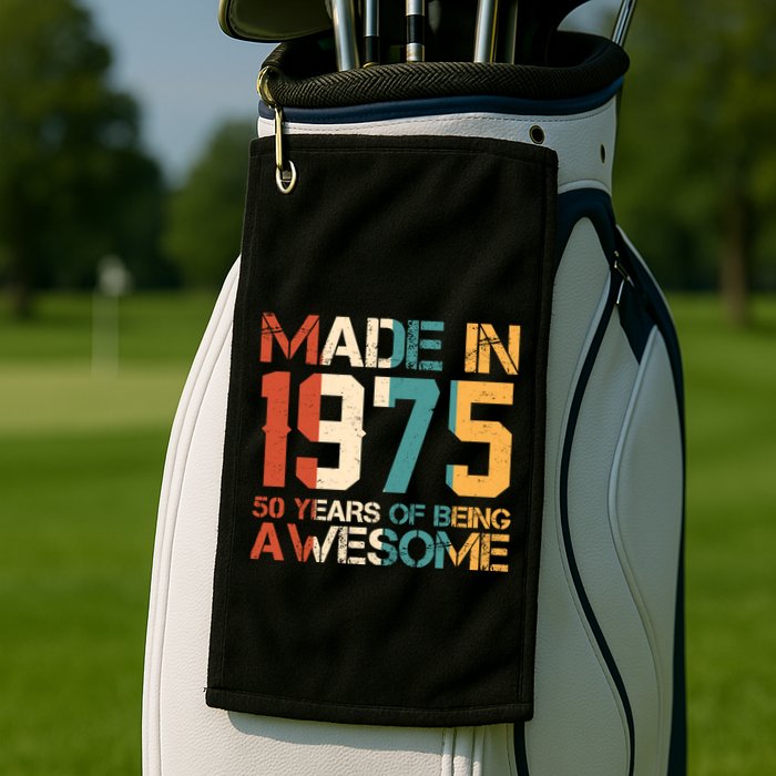 Retro Made In 1975 50 Years Of Being Awesome Birthday Golf Towel