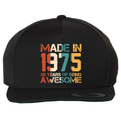 Retro Made In 1975 50 Years Of Being Awesome Birthday Wool Snapback Cap