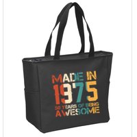 Retro Made In 1975 50 Years Of Being Awesome Birthday Zip Tote Bag