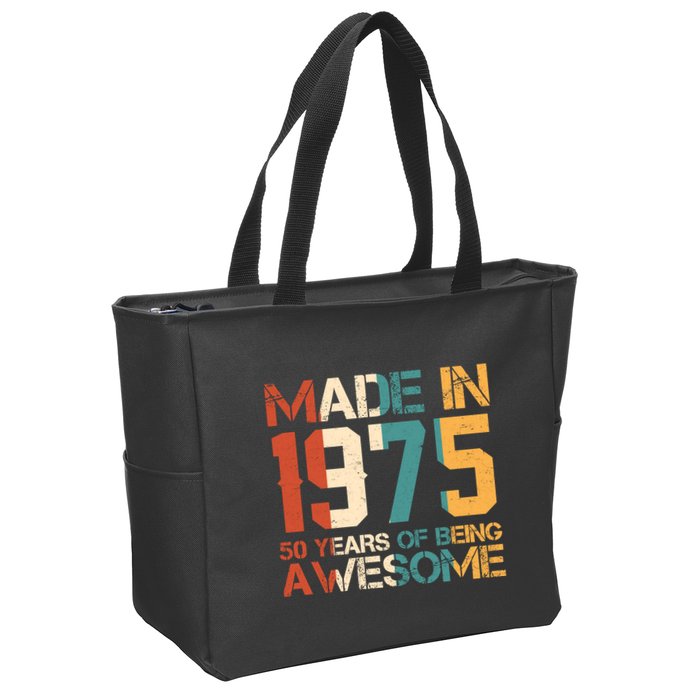 Retro Made In 1975 50 Years Of Being Awesome Birthday Zip Tote Bag